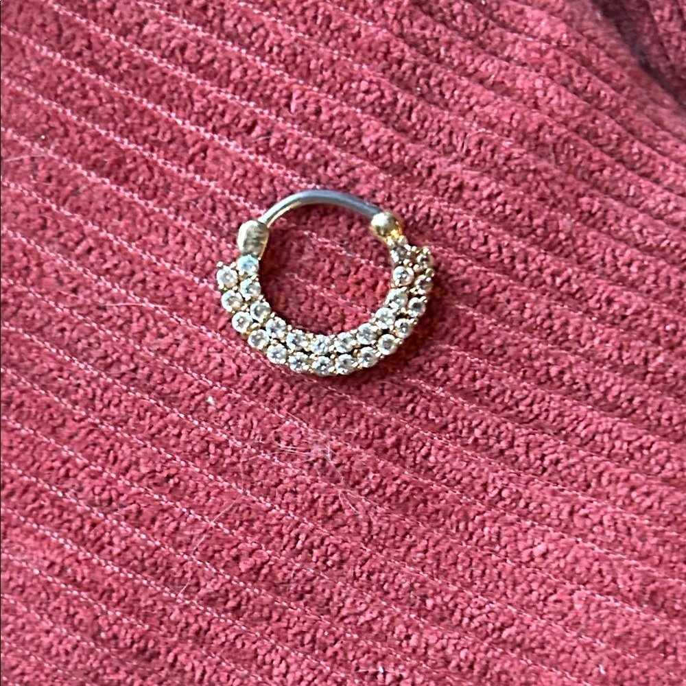 3/$20 Gold and Silver rhinestone septum ring